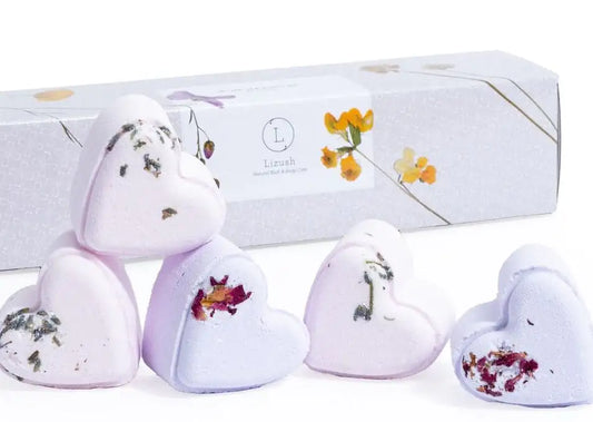 Set of 5 Heart Shaped Shower Steamers Package  - in a Gift Box