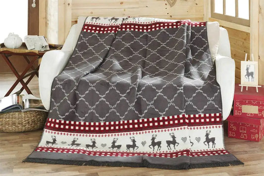 Aksu Double Cotton Blanket 180x220 Deer