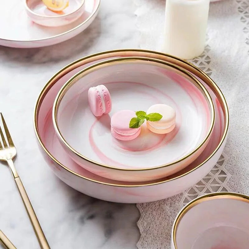 Pink Marbe Dinnerware Dinner Plates