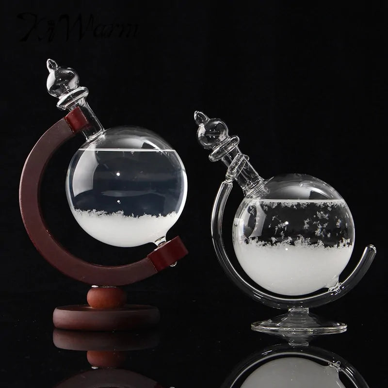 Weather Forecast Crystal Wooden Glass Base