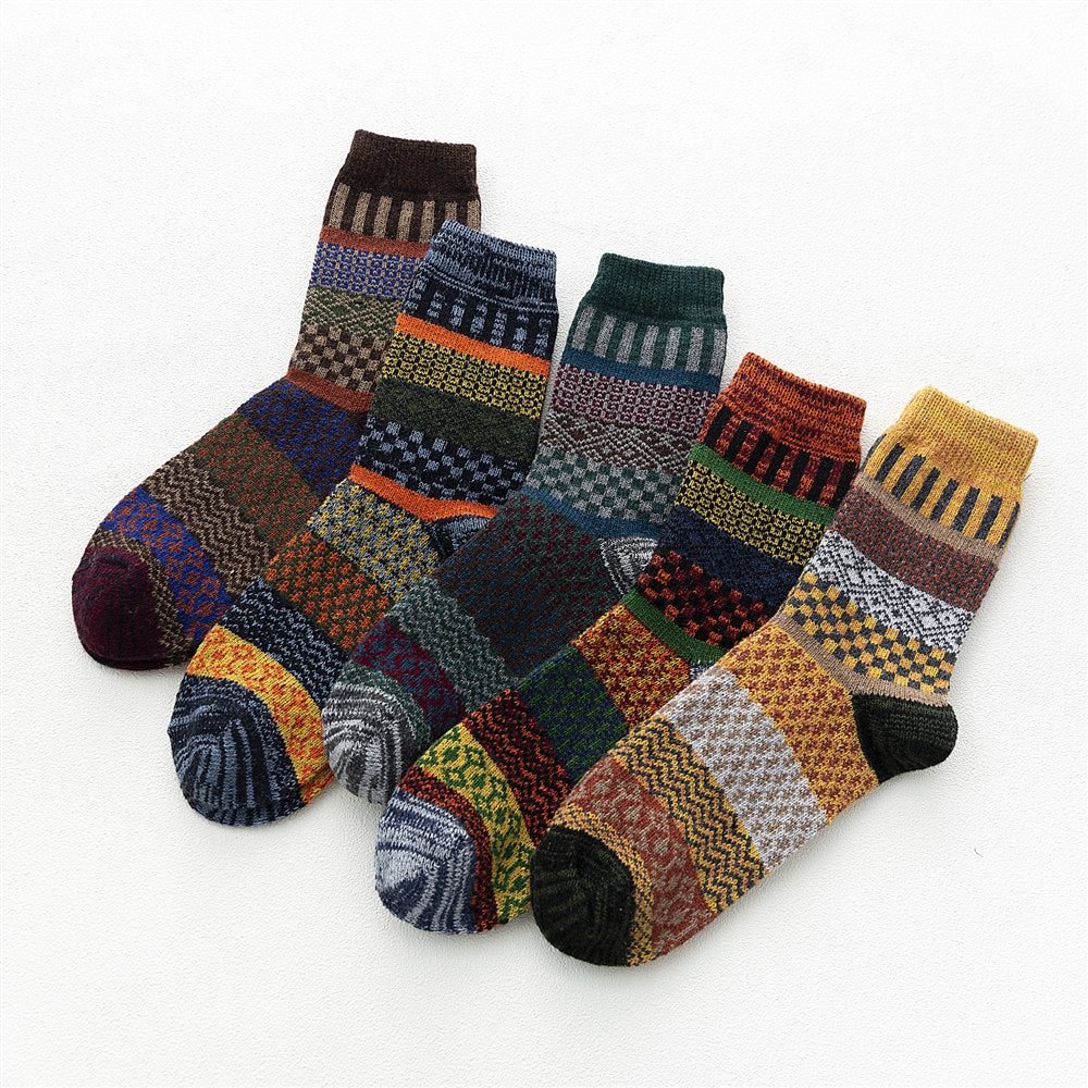 Men's Stripe Thickened Mid-tube Wool Socks