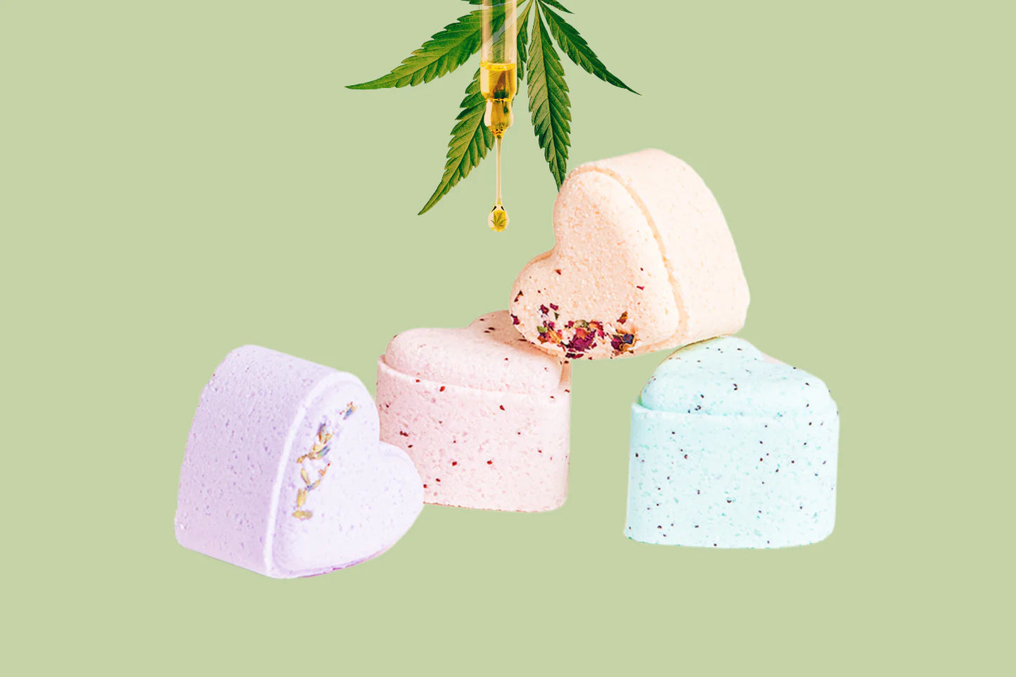 Set of 5 Heart Shaped Shower Steamers with CBD - in a Gift Box