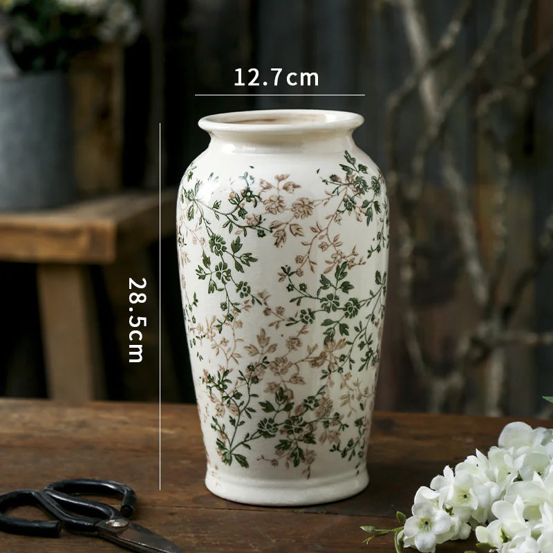 Simple Green Retro Ceramic Vase Decorations