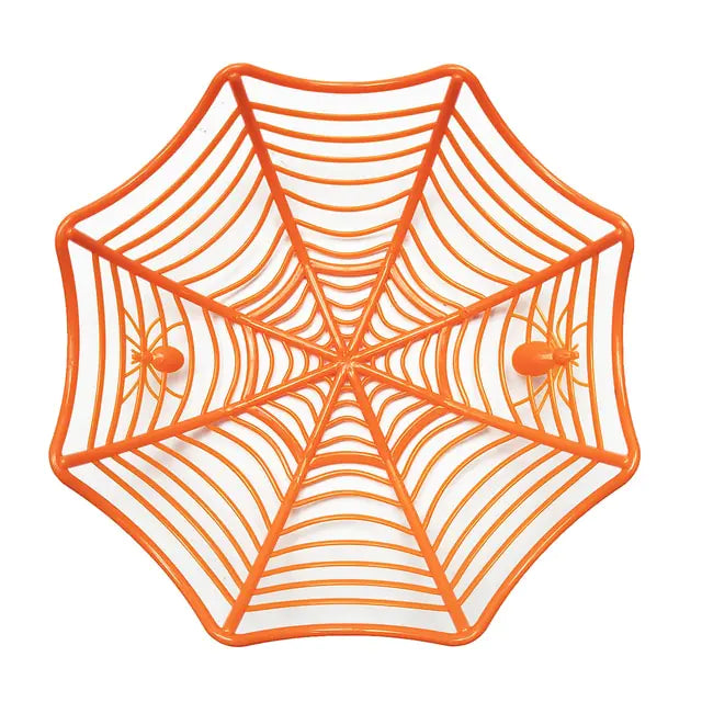 Halloween Candy Basket: Black Orange Spider Web Design for Trick or Treat Decoration