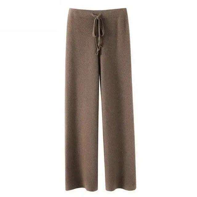 Vintage Casual Knitted Wide Leg Pants