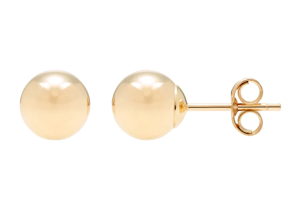 A&M 14K Hollow Women's Gold Classic Ball Stud Earrings