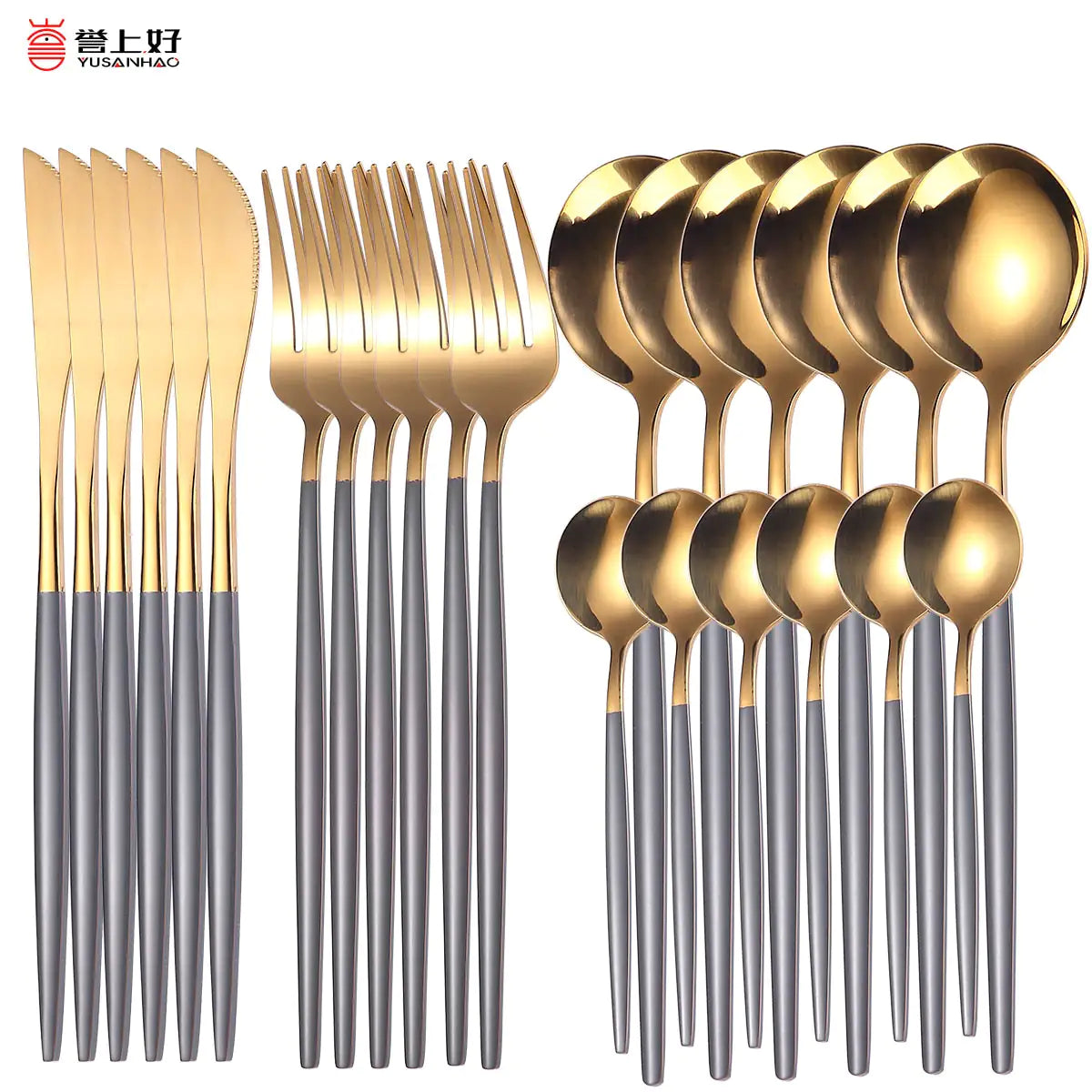 24pcs Gold Dinnerware Set Stainless Steel Tableware Set Knife Fork Spoon Luxury Cutlery Set Gift Box Flatware Dishwasher Safe