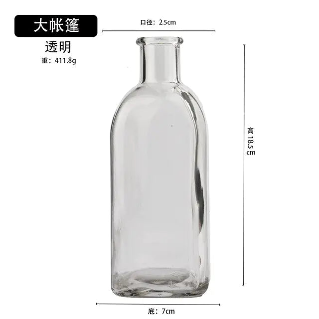 Colorful Glass Vase Transparent Simple Glass Bottle