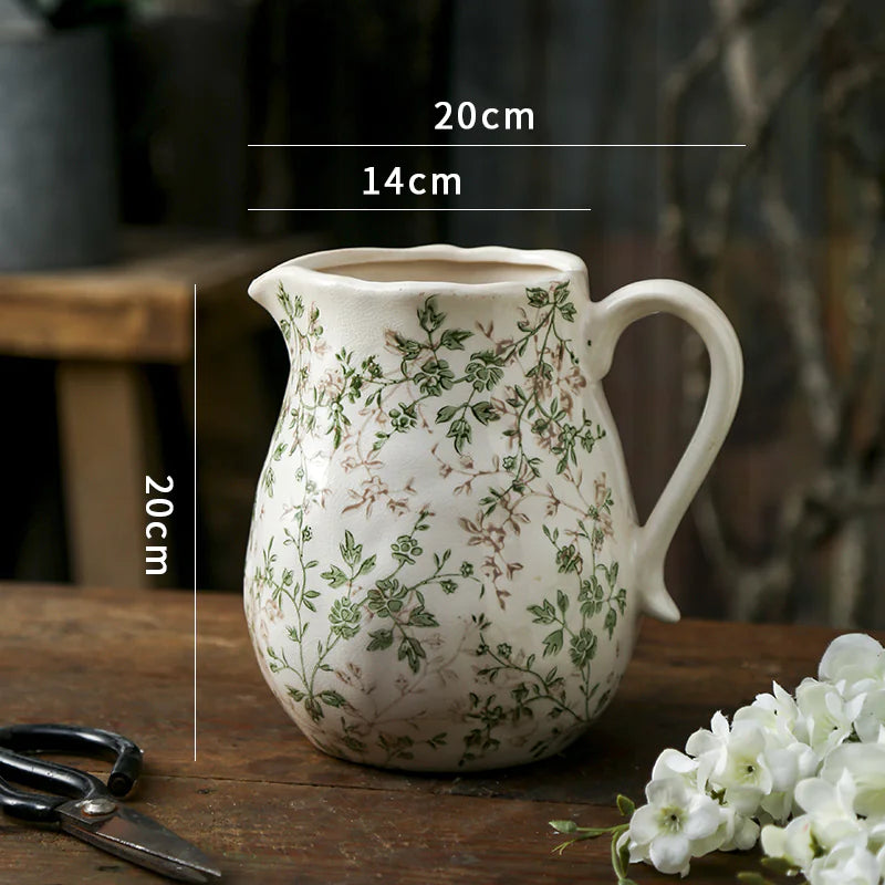 Simple Green Retro Ceramic Vase Decorations