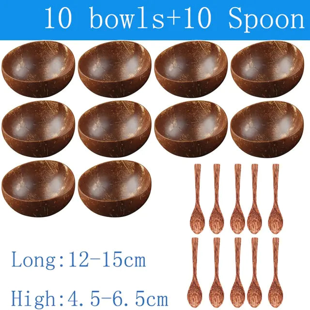 Natural Coconut Bowl Spoon Tableware Set