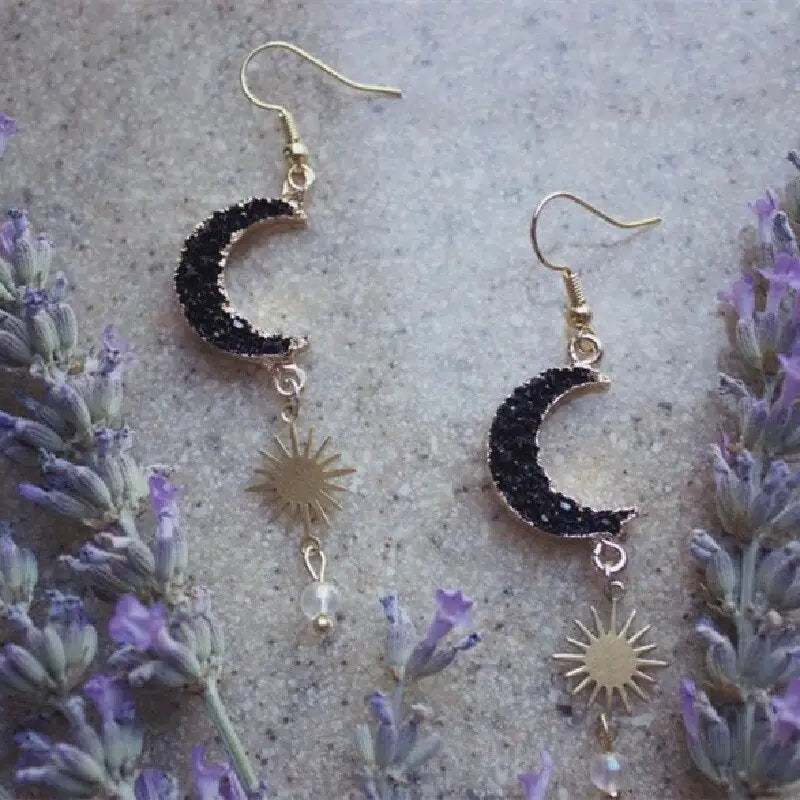 Charming Crescent Moon-Sun Earrings