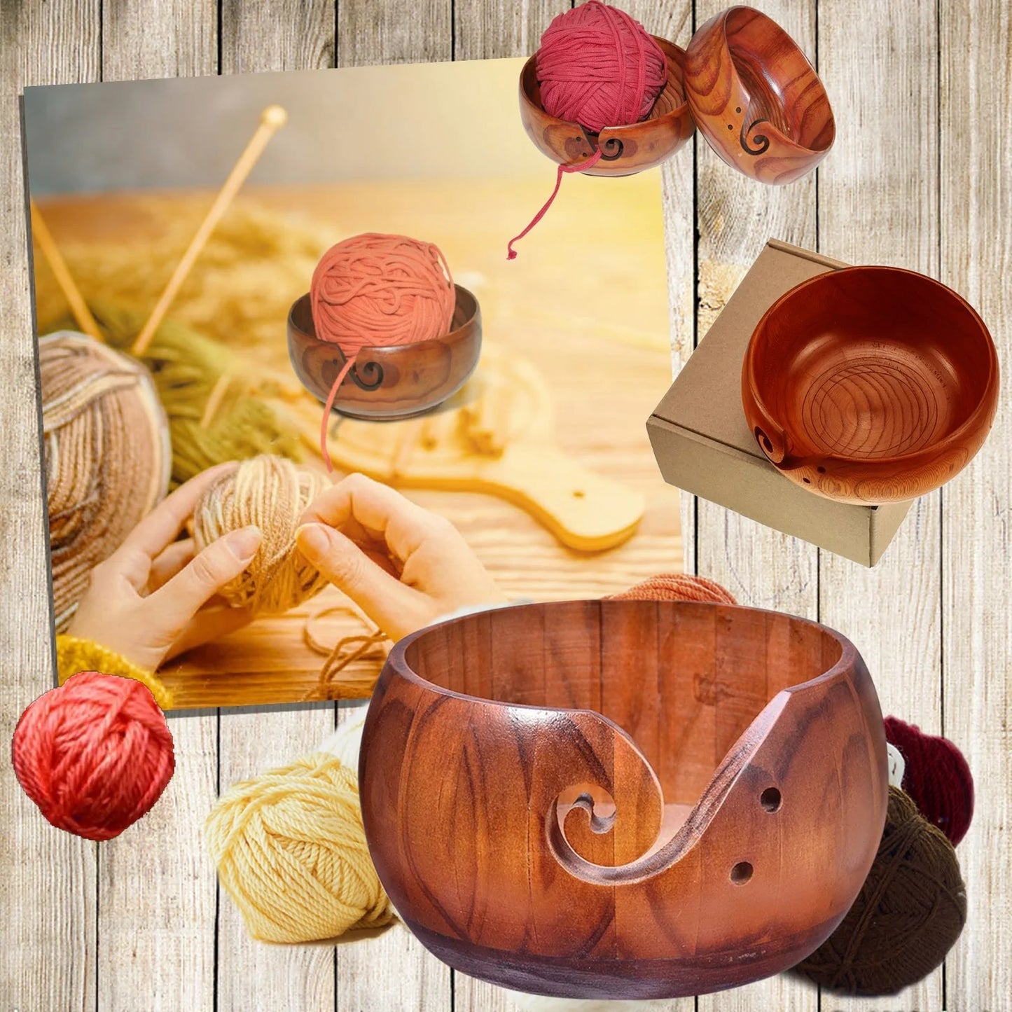 Natural Wooden Yarn Bowl