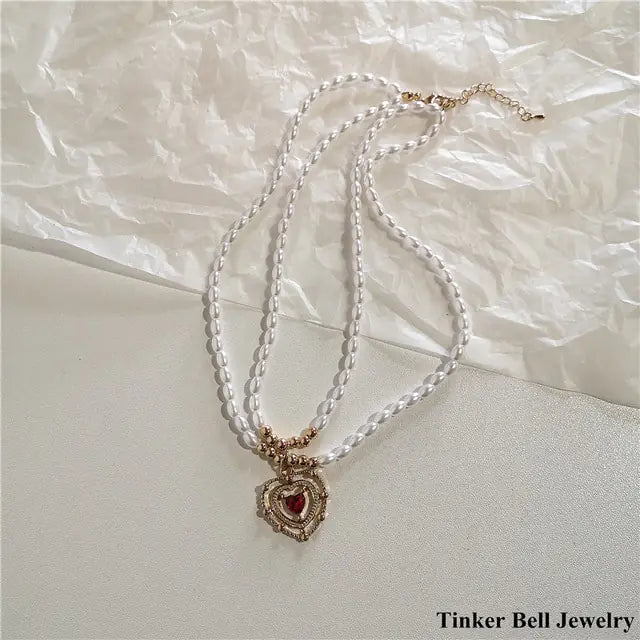 Kpop Vintage Love Heart Pendant Choker