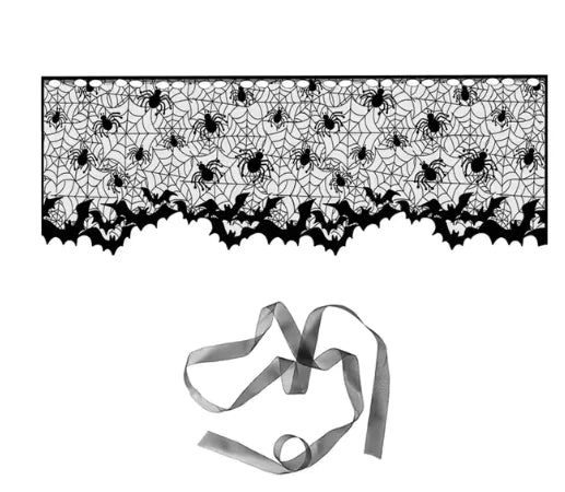 Lace Spider Web Table Runner, Mantle Scarf, and Lampshade Set