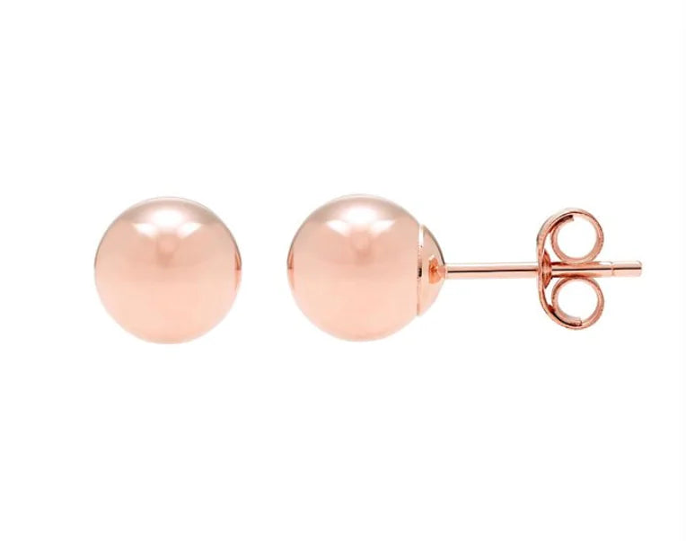 A&M 14K Hollow Women's Gold Classic Ball Stud Earrings