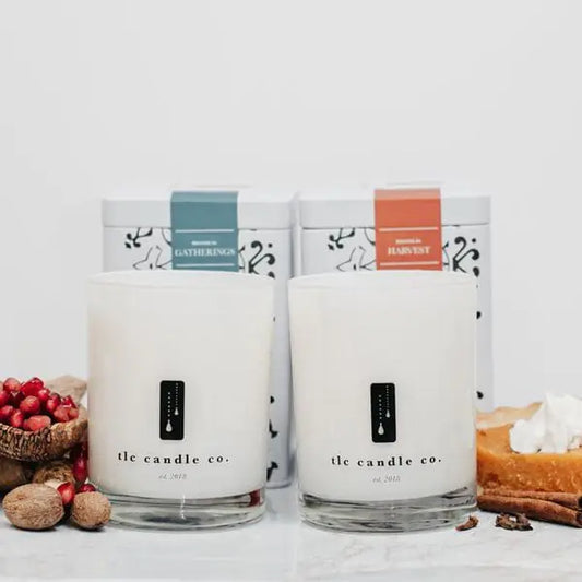 Fall Harvest, Pumpkin and Gatherings, Pomegranate Luxury 2-Wick Soy Candle Gift Set