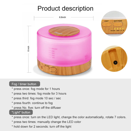 Multi-Color LED 500ML Humidifier