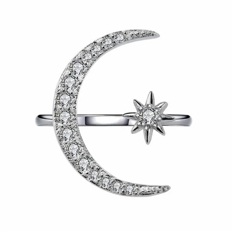 Crescent Moon Ring Lady Fashion