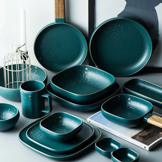 Retro Green Nordic Ceramic Tableware Set