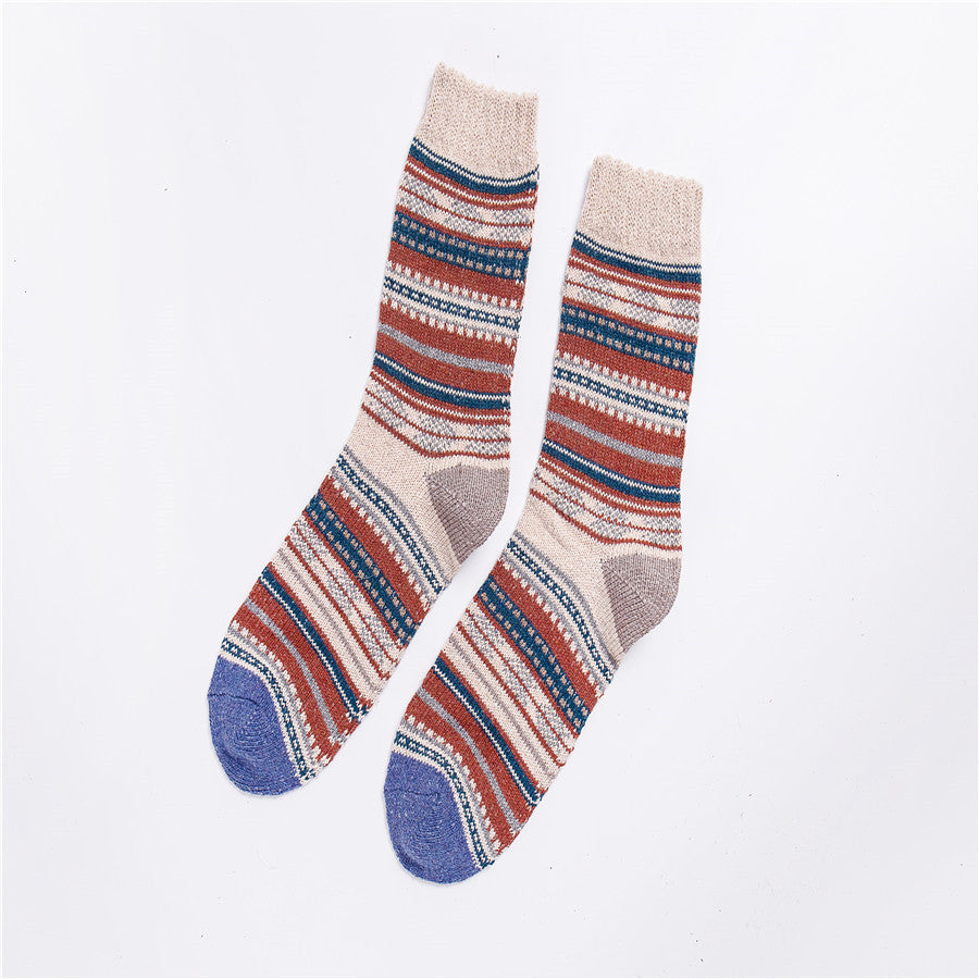 Men's Stripe Thickened Mid-tube Wool Socks