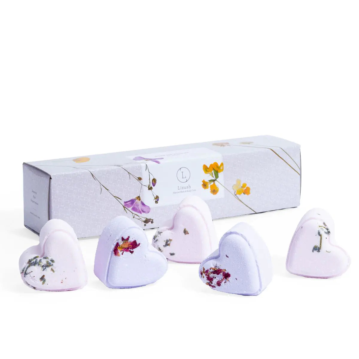 Set of 5 Heart Shaped Shower Steamers Package  - in a Gift Box