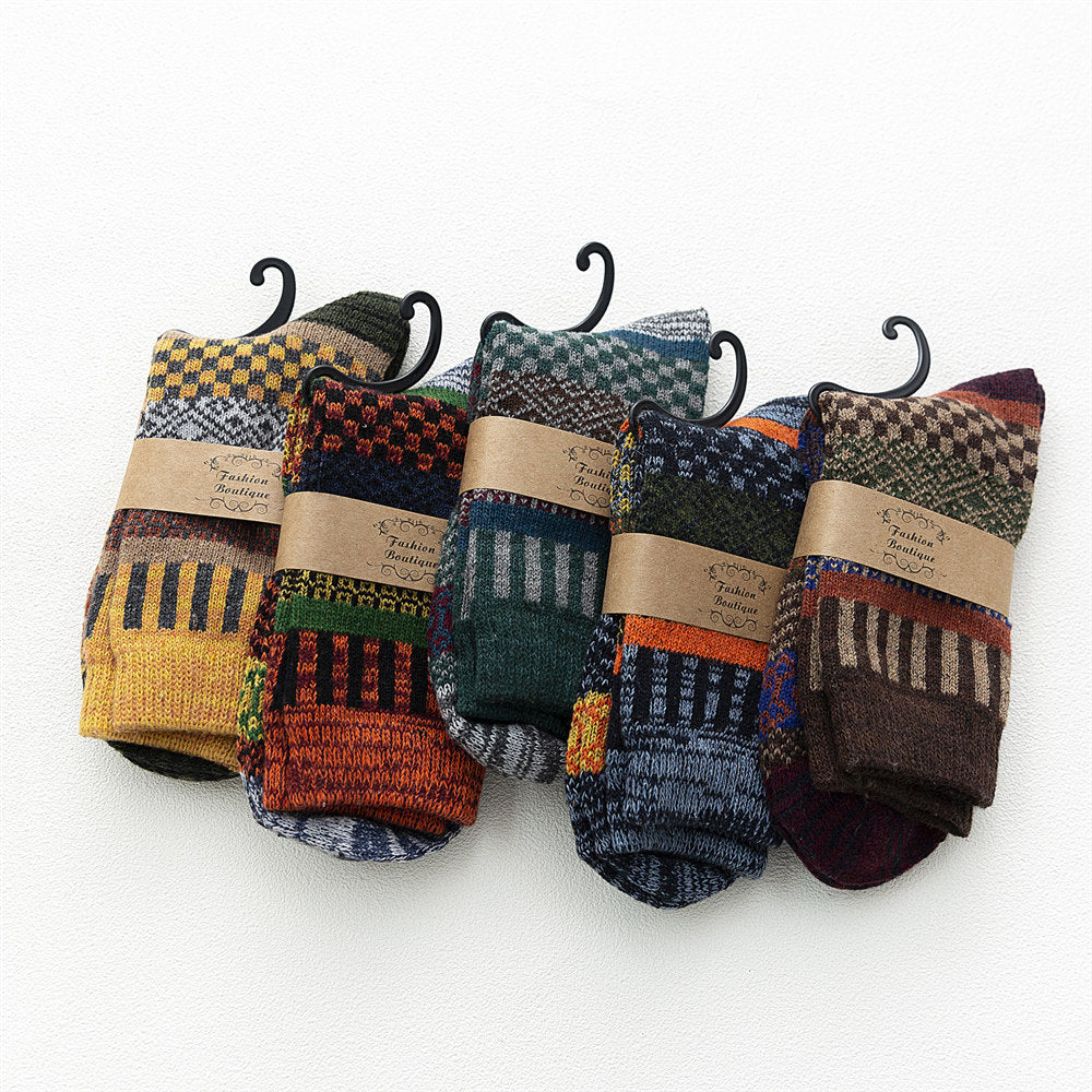 Men's Stripe Thickened Mid-tube Wool Socks