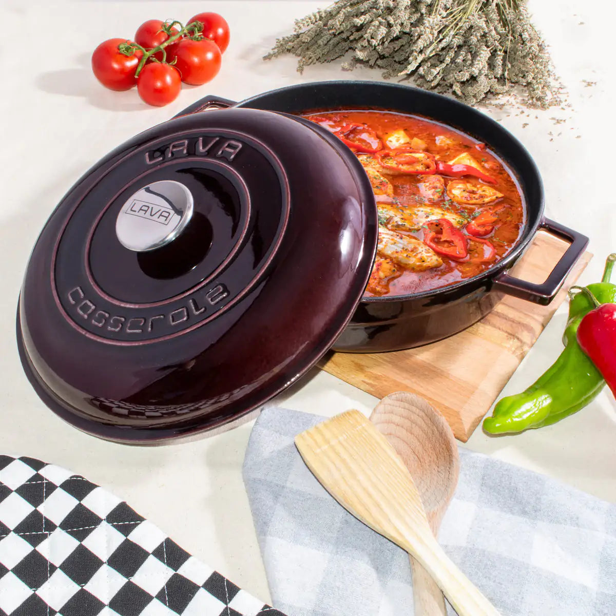 LAVA Premium Round Cast Iron Dutch Oven with Dome Lid 11 in / 28 cm