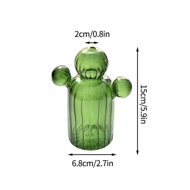 Modern Transparent Cactus Glass Vase for Room Decoration