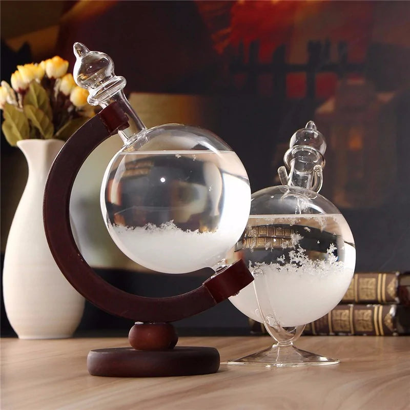 Weather Forecast Crystal Wooden Glass Base