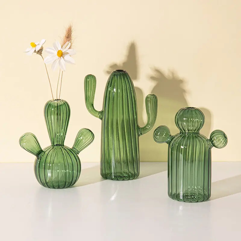 Modern Transparent Cactus Glass Vase for Room Decoration