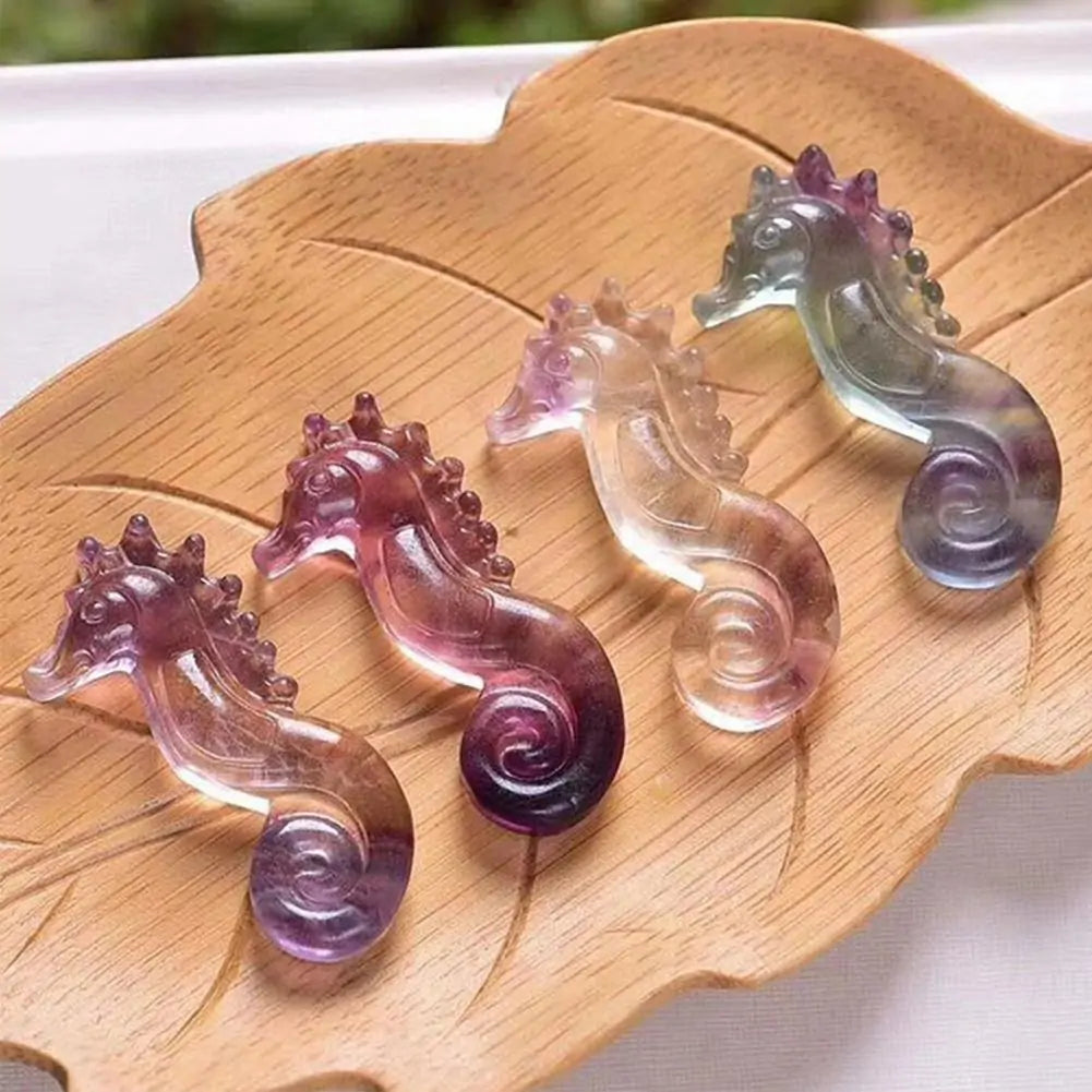 Random Natural Rainbow Fluorite Seahorse