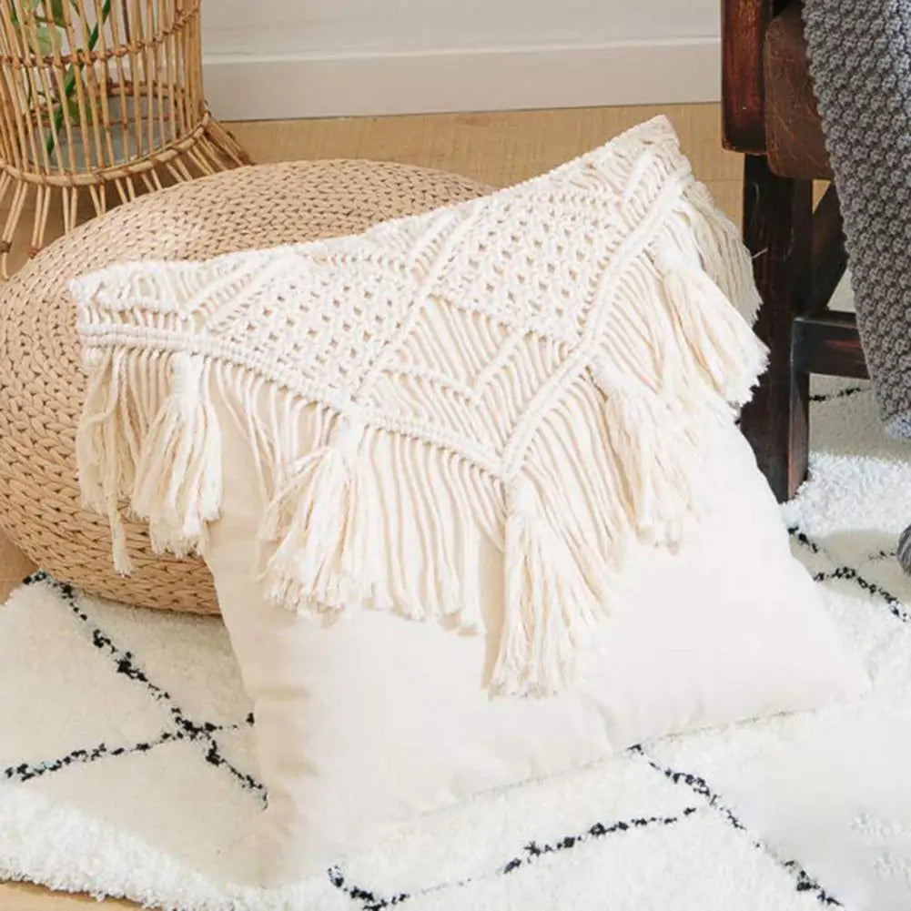 Cotton Linen Macrame Hand-woven Pillow Covers