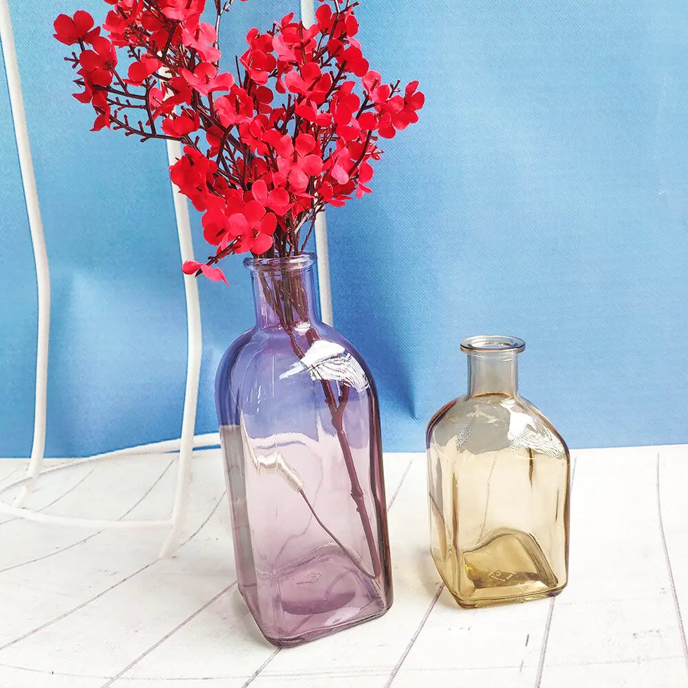 Colorful Glass Vase Transparent Simple Glass Bottle