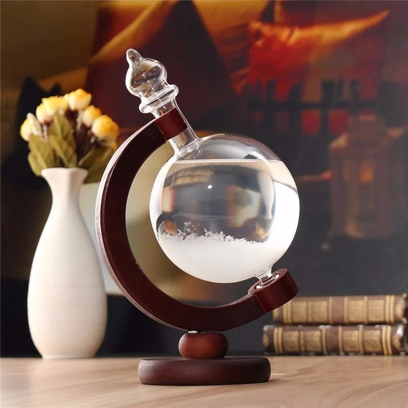 Weather Forecast Crystal Wooden Glass Base