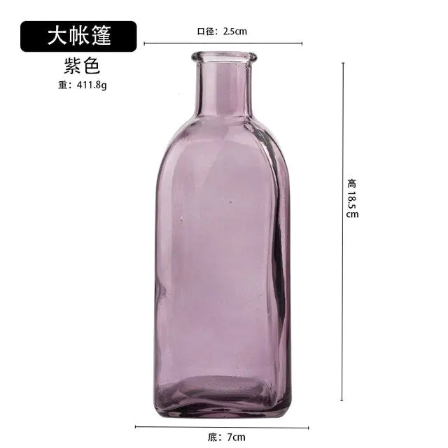 Colorful Glass Vase Transparent Simple Glass Bottle